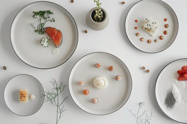 Zestaw talerzy z potrawami